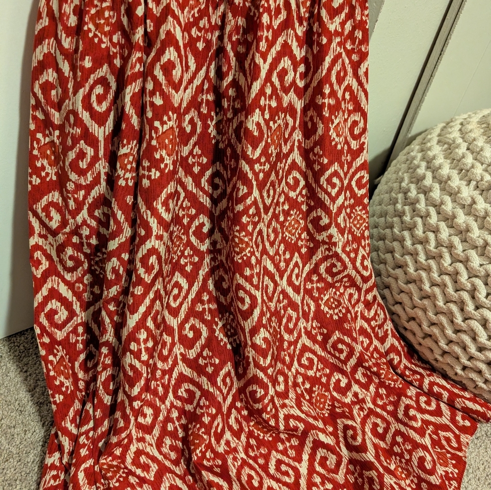 Silky Rust Red Patterned Maxi Dress - Picture 4 of 5